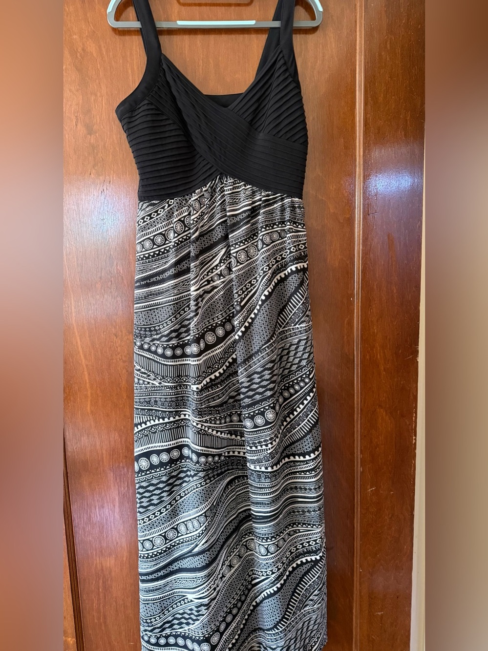 Black Maxi Dress with Printed Skirt